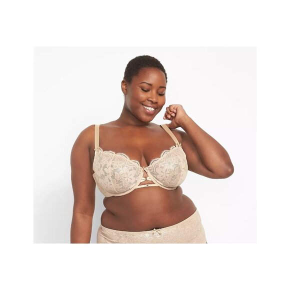 Lane Bryant Cacique Foil Lace Unlined Balconette Bra 42H - Picture 1 of 5